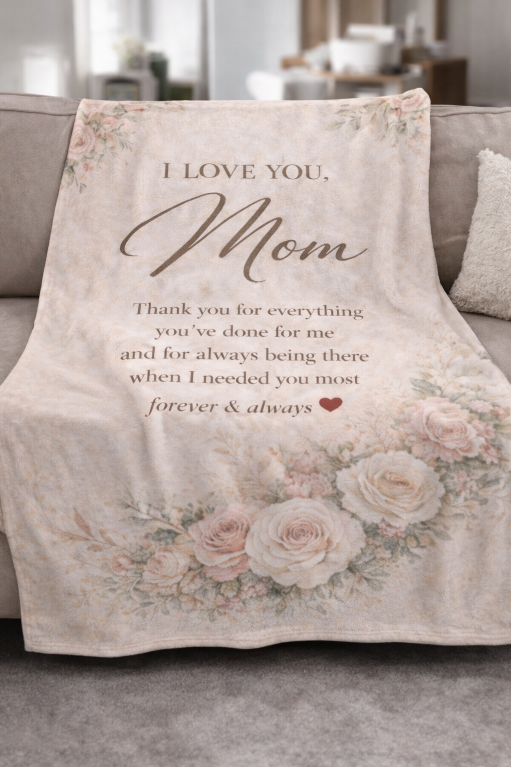 I Love You Mom Cozy Plush Fleece Blanket