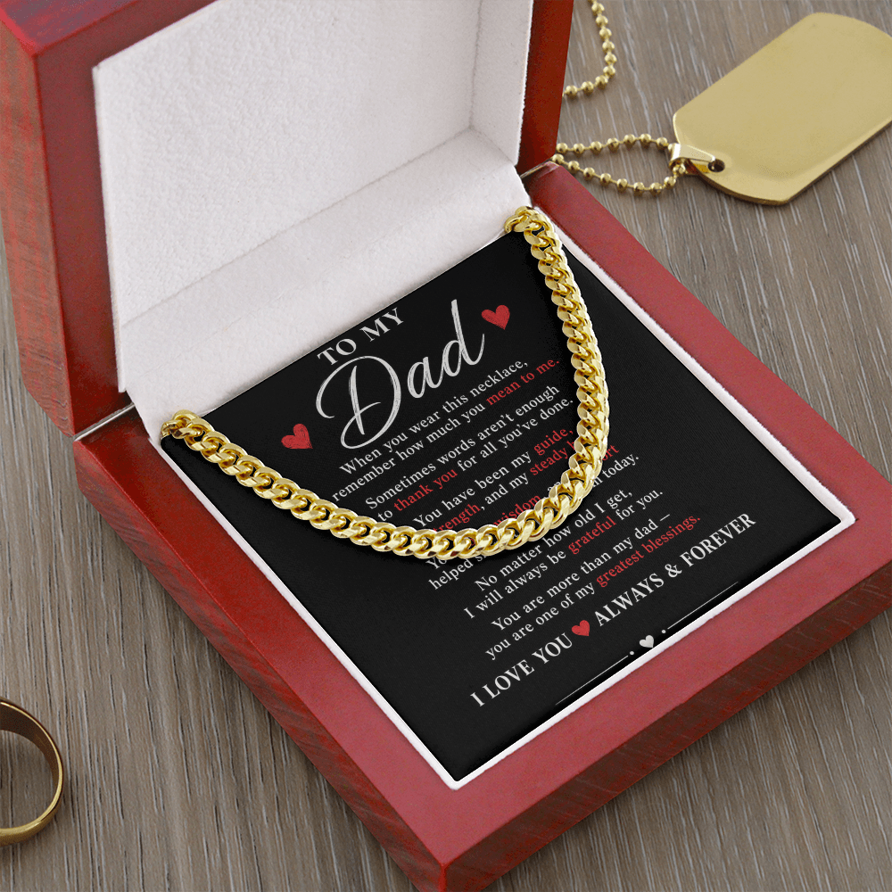 To My Dad Cuban Link Chain Necklace | Meaningful Gift for Dad