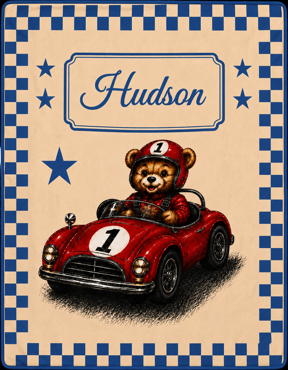Personalized Racing Teddy Bear Blanket