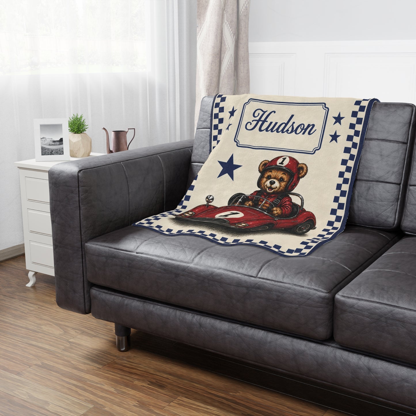 Personalized Racing Teddy Bear Blanket