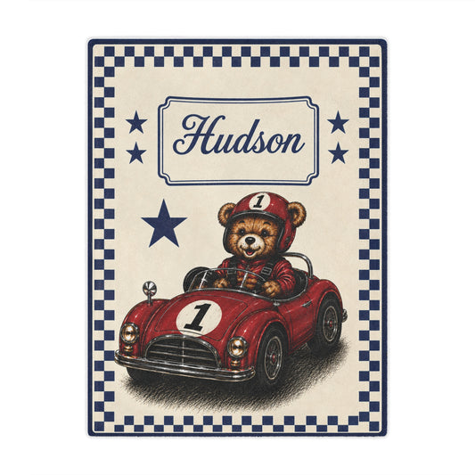 Personalized Racing Teddy Bear Blanket