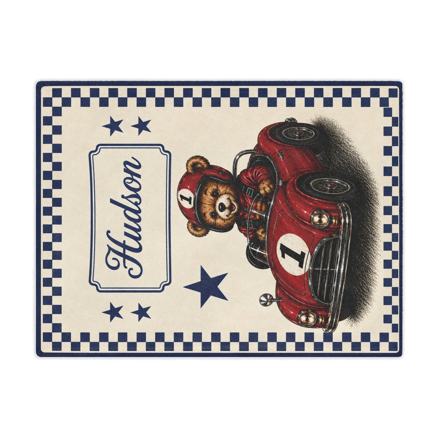 Personalized Racing Teddy Bear Blanket