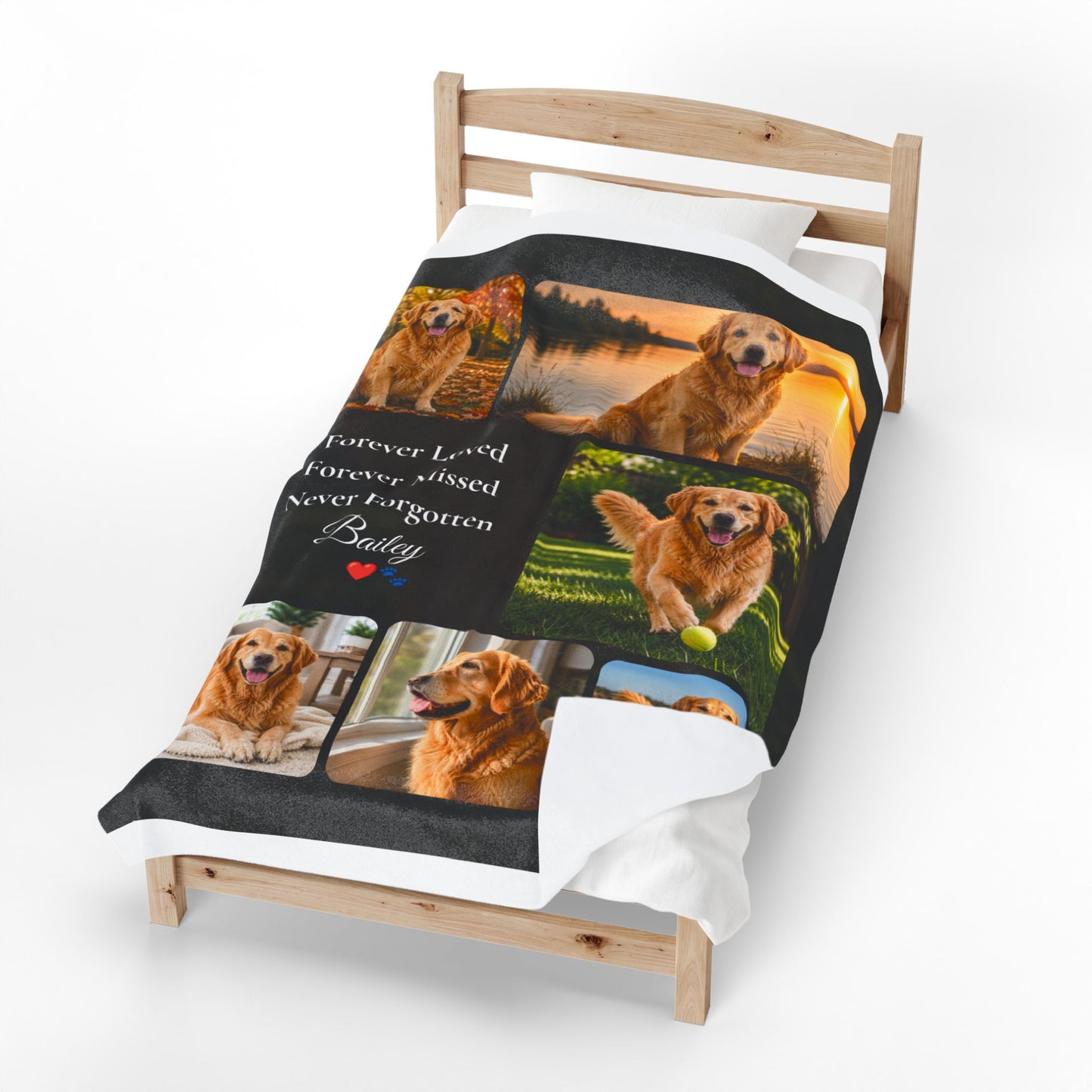 Personalized Pet Memorial Blanket – Custom Dog or Cat Photo Blanket – Rainbow Bridge Keepsake – Sympathy Gift – Forever Loved Blanket