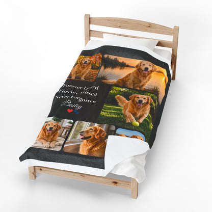 Personalized Pet Memorial Blanket – Custom Dog or Cat Photo Blanket – Rainbow Bridge Keepsake – Sympathy Gift – Forever Loved Blanket