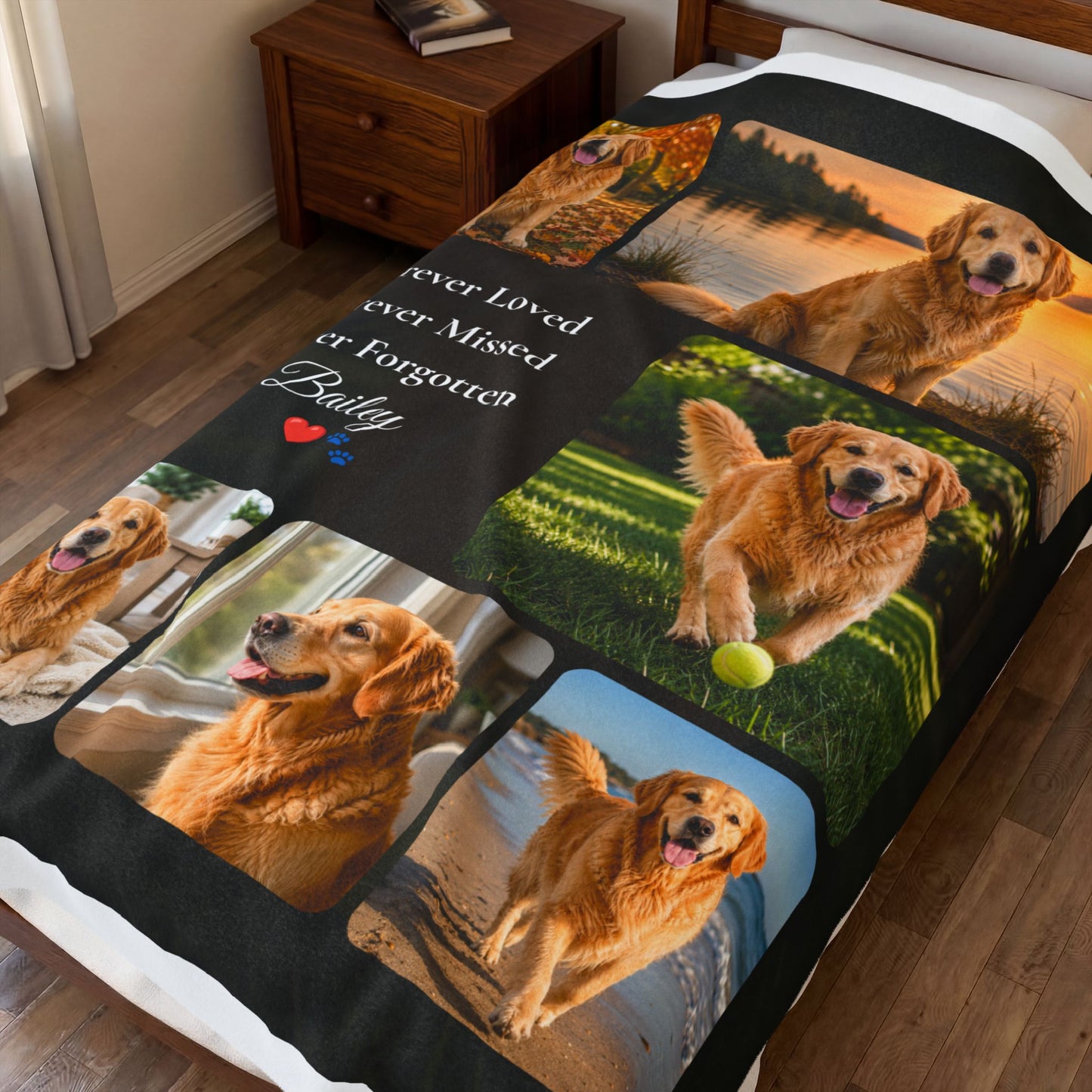 Personalized Pet Memorial Blanket – Custom Dog or Cat Photo Blanket – Rainbow Bridge Keepsake – Sympathy Gift – Forever Loved Blanket