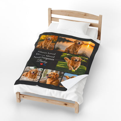 Personalized Pet Memorial Blanket – Custom Dog or Cat Photo Blanket – Rainbow Bridge Keepsake – Sympathy Gift – Forever Loved Blanket