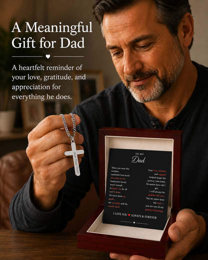 Personalized Cross Necklace with Cuban Link Chain