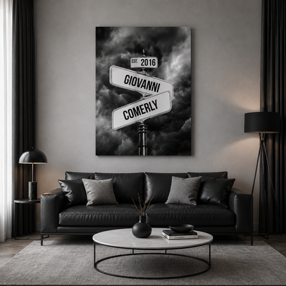Personalized Couple Street Sign Canvas | Custom Names & Established Date
