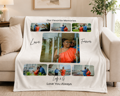 Custom Photo Collage Blanket – Personalized Memory Blanket with Photos & Names