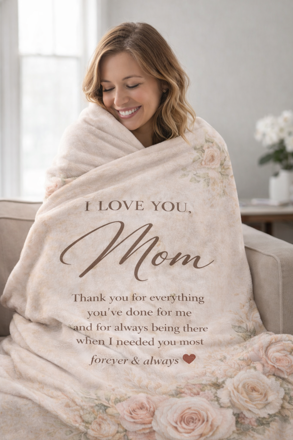 I Love You Mom Cozy Plush Fleece Blanket