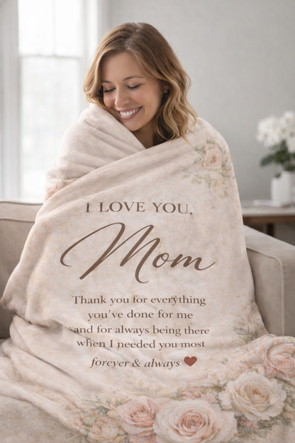 I Love You Mom Cozy Plush Fleece Blanket