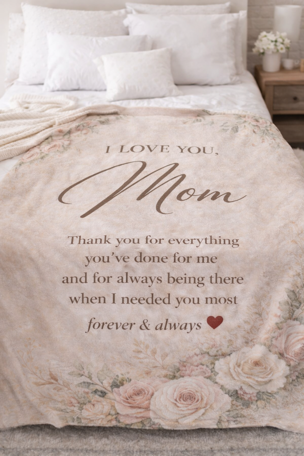 I Love You Mom Cozy Plush Fleece Blanket
