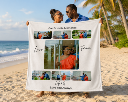 Custom Photo Collage Blanket – Personalized Memory Blanket with Photos & Names