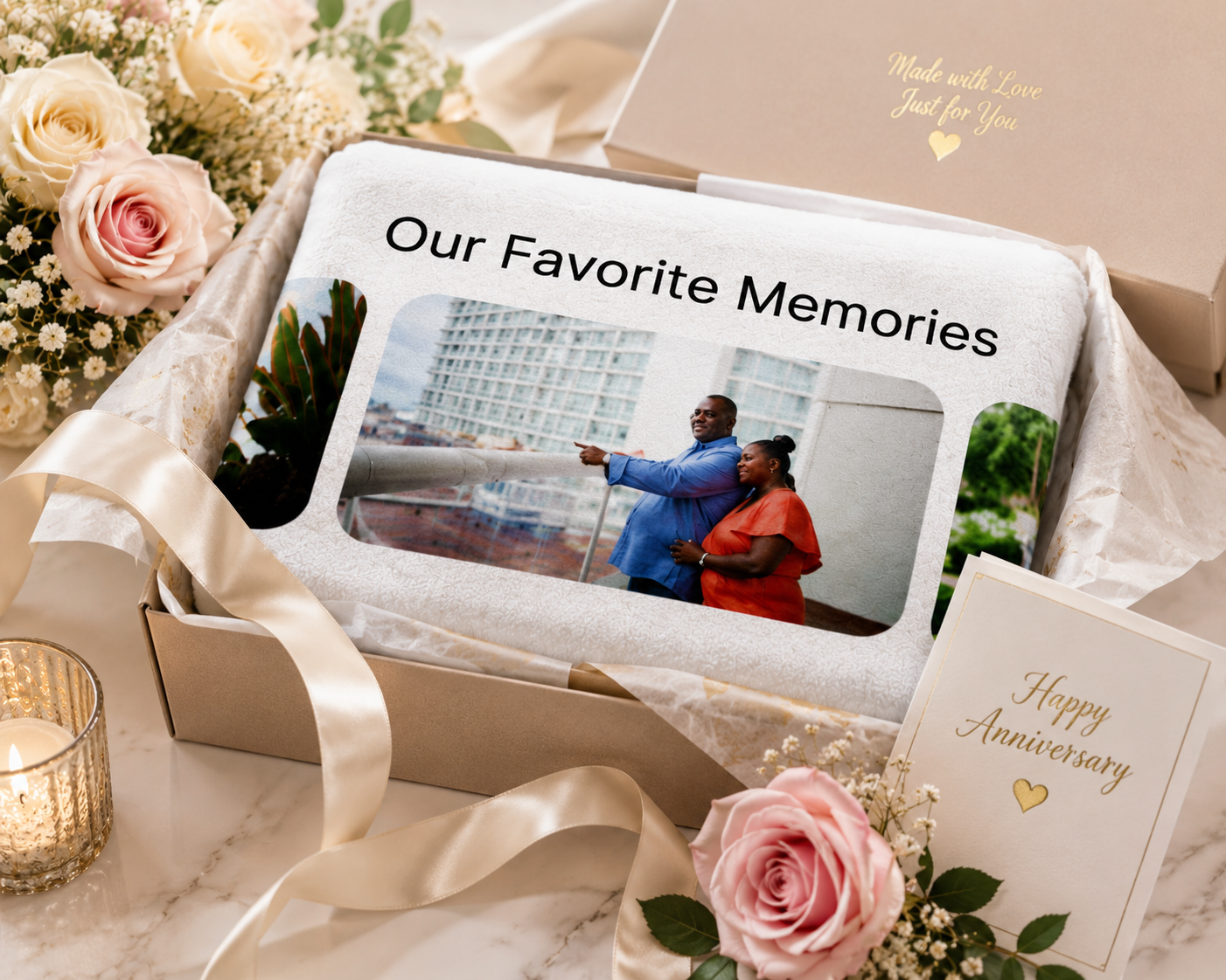Custom Photo Collage Blanket – Personalized Memory Blanket with Photos & Names