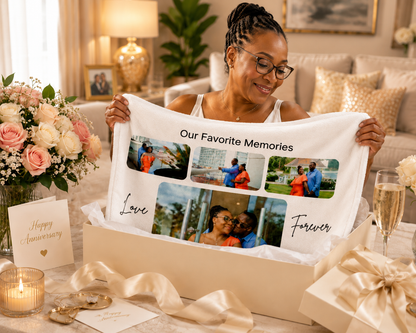 Custom Photo Collage Blanket – Personalized Memory Blanket with Photos & Names
