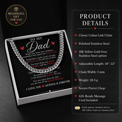 To My Dad Cuban Link Chain Necklace | Meaningful Gift for Dad