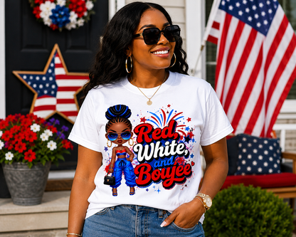 Red White & Boujee™ Shirt – America 250 Edition | Patriotic Black Girl Graphic Tee | 4th of July Women's Shirt
