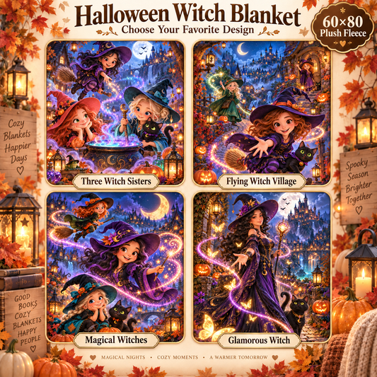 Halloween Witch Blanket – 60x80 Plush Fleece | Choose Your Design
