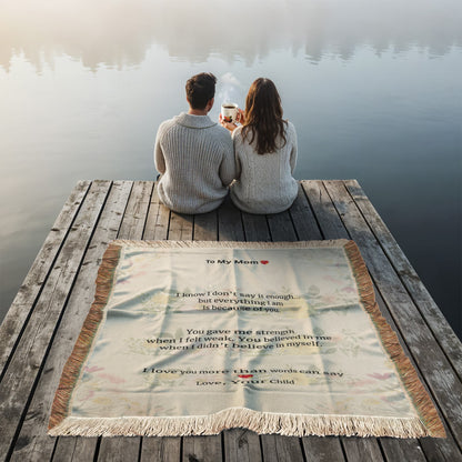 To My Mom Woven Blanket – Meaningful Gift from Son or Daughter, Emotional Mom Gift