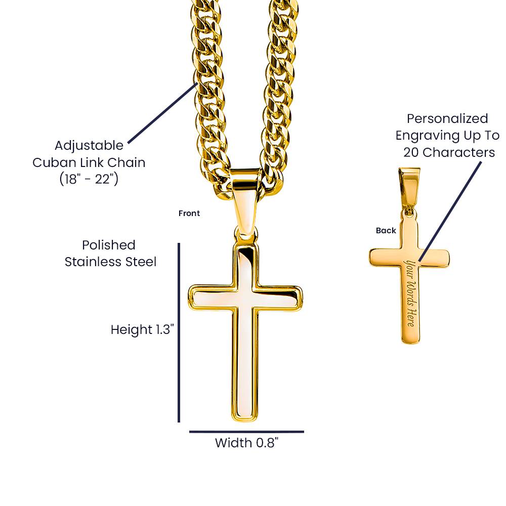 Personalized Cross Necklace with Cuban Link Chain
