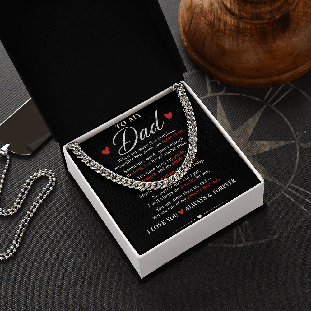 To My Dad Cuban Link Chain Necklace | Meaningful Gift for Dad