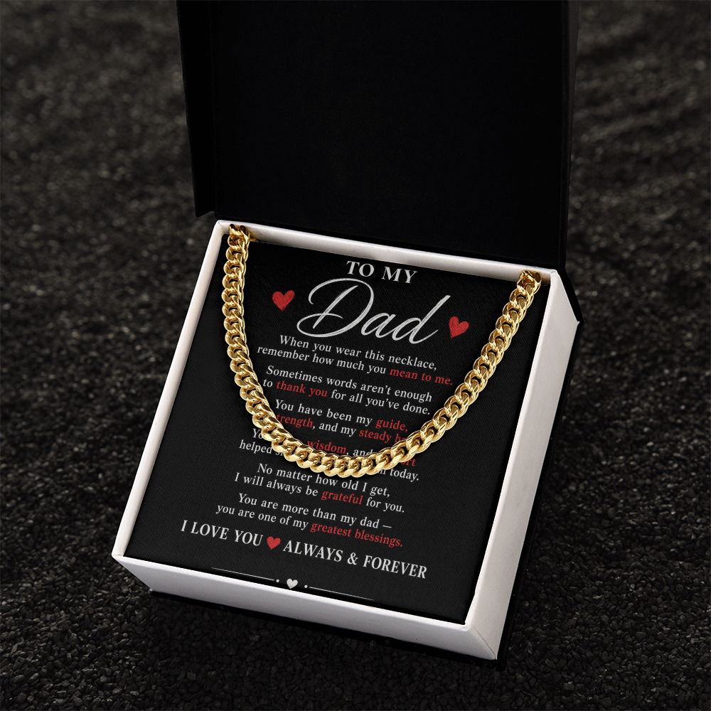 To My Dad Cuban Link Chain Necklace | Meaningful Gift for Dad
