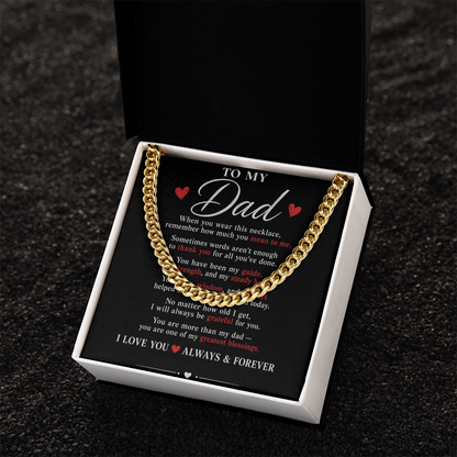 To My Dad Cuban Link Chain Necklace | Meaningful Gift for Dad