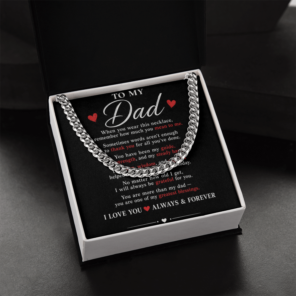 To My Dad Cuban Link Chain Necklace | Meaningful Gift for Dad