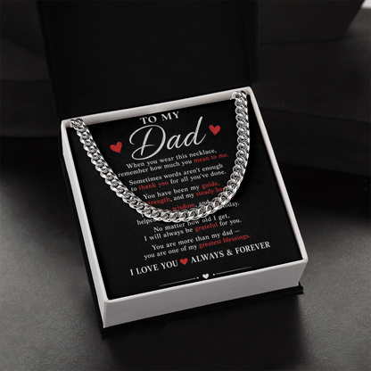 To My Dad Cuban Link Chain Necklace | Meaningful Gift for Dad