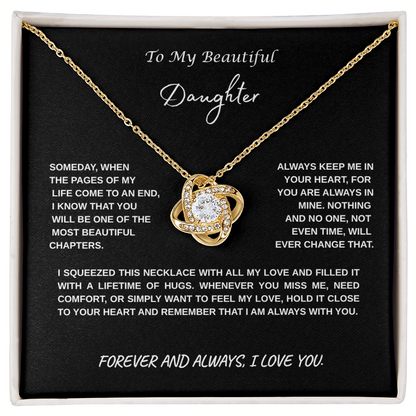 To My Beautiful Daughter Knot Necklace | Meaningful Gift for Daughter from Mom or Dad