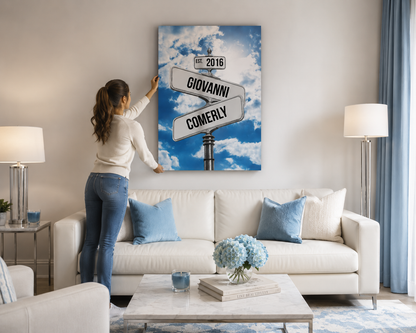 Personalized Couple Street Sign Canvas | Custom Names & Established Date
