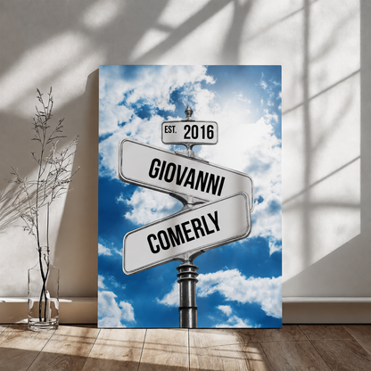 Personalized Couple Street Sign Canvas | Custom Names & Established Date