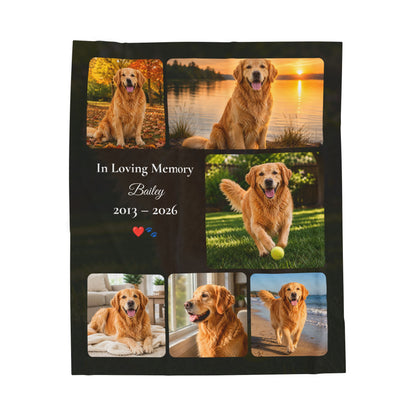 Personalized In Loving Memory Pet Blanket – Custom Dog or Cat Photo Blanket – Pet Loss Memorial Gift – Rainbow Bridge Keepsake