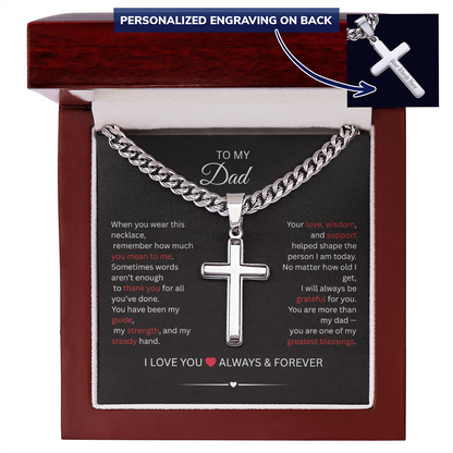 Personalized Cross Necklace with Cuban Link Chain
