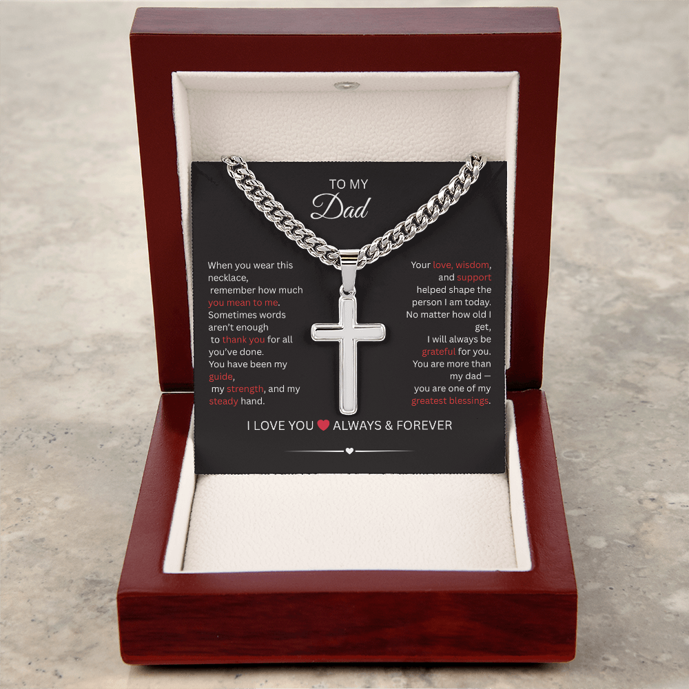 Personalized Cross Necklace with Cuban Link Chain