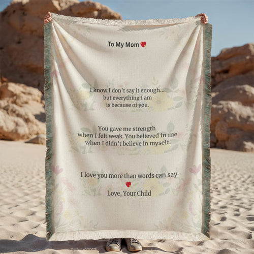 To My Mom Woven Blanket – Meaningful Gift from Son or Daughter, Emotional Mom Gift