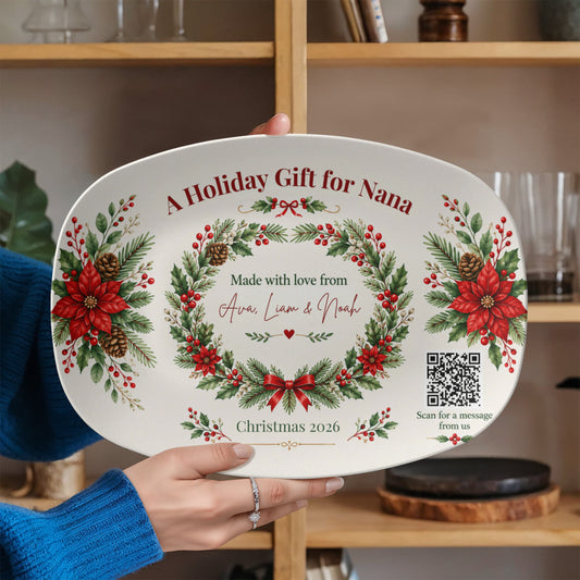 Personalized Nana Christmas QR Message Platter