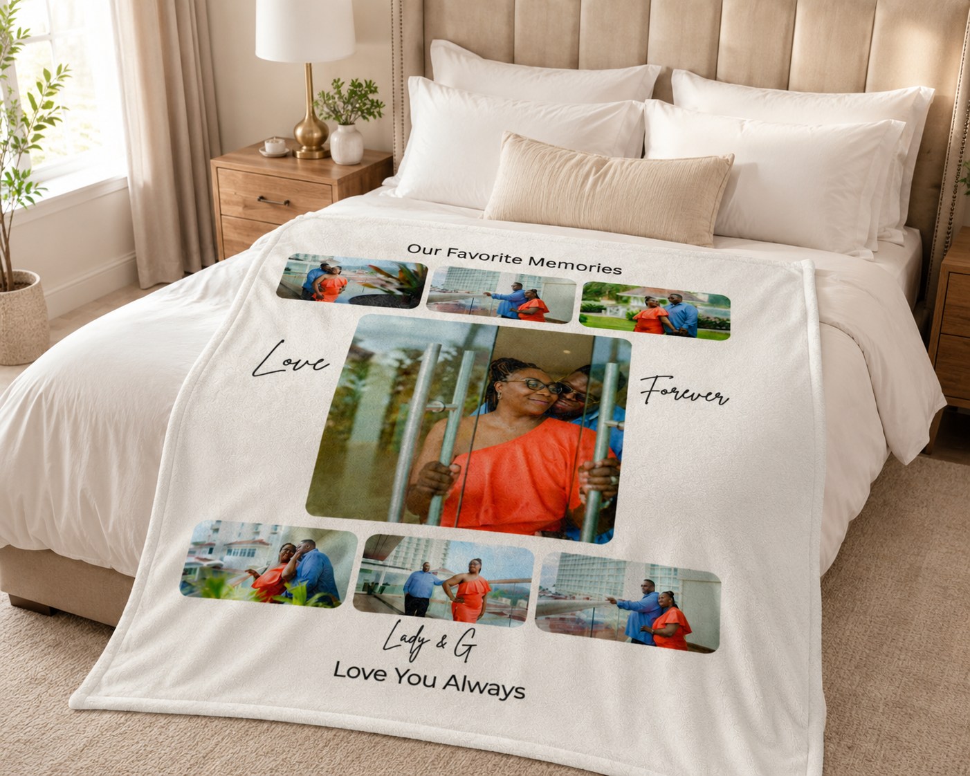 Custom Photo Collage Blanket – Personalized Memory Blanket with Photos & Names