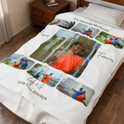 Custom Photo Collage Blanket – Personalized Memory Blanket with Photos & Names