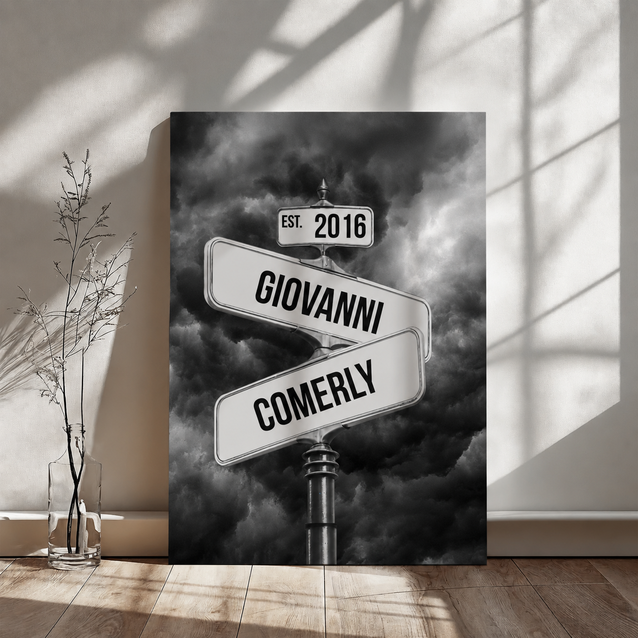 Personalized Couple Street Sign Canvas | Custom Names & Established Date