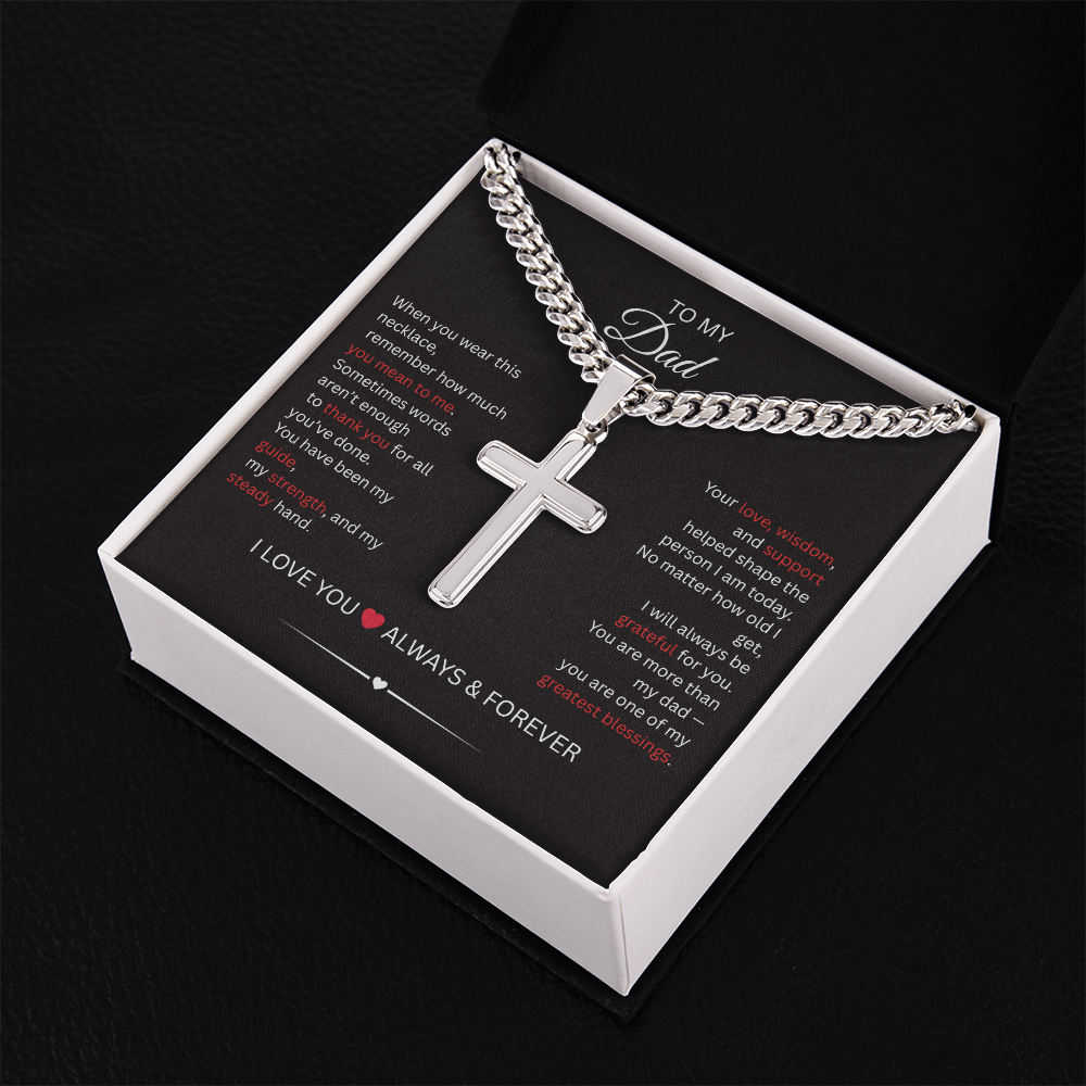 Personalized Cross Necklace with Cuban Link Chain