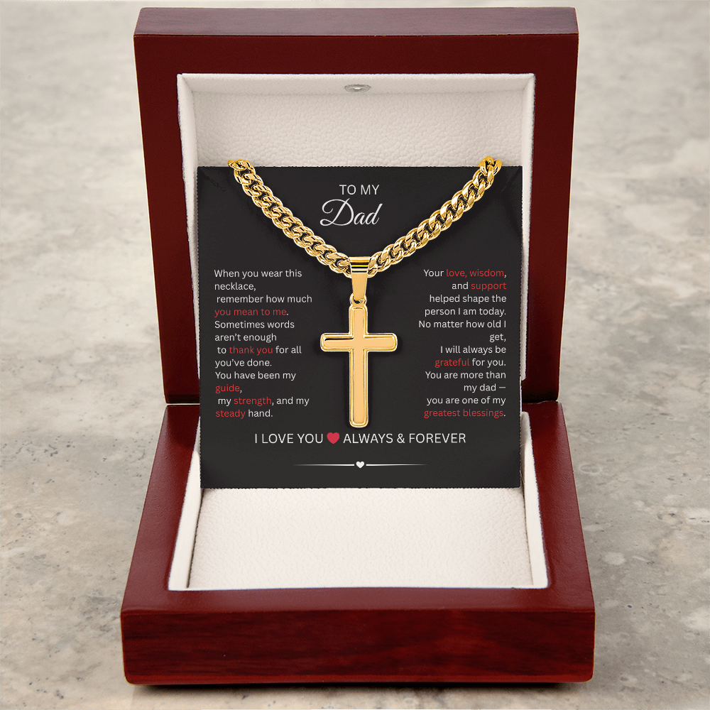 Personalized Cross Necklace with Cuban Link Chain