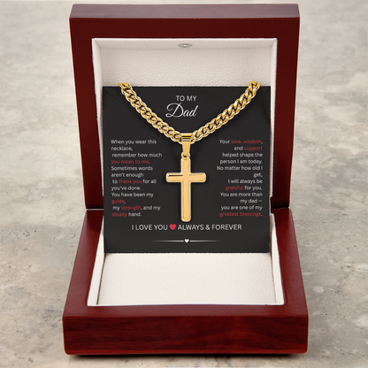 Personalized Cross Necklace with Cuban Link Chain