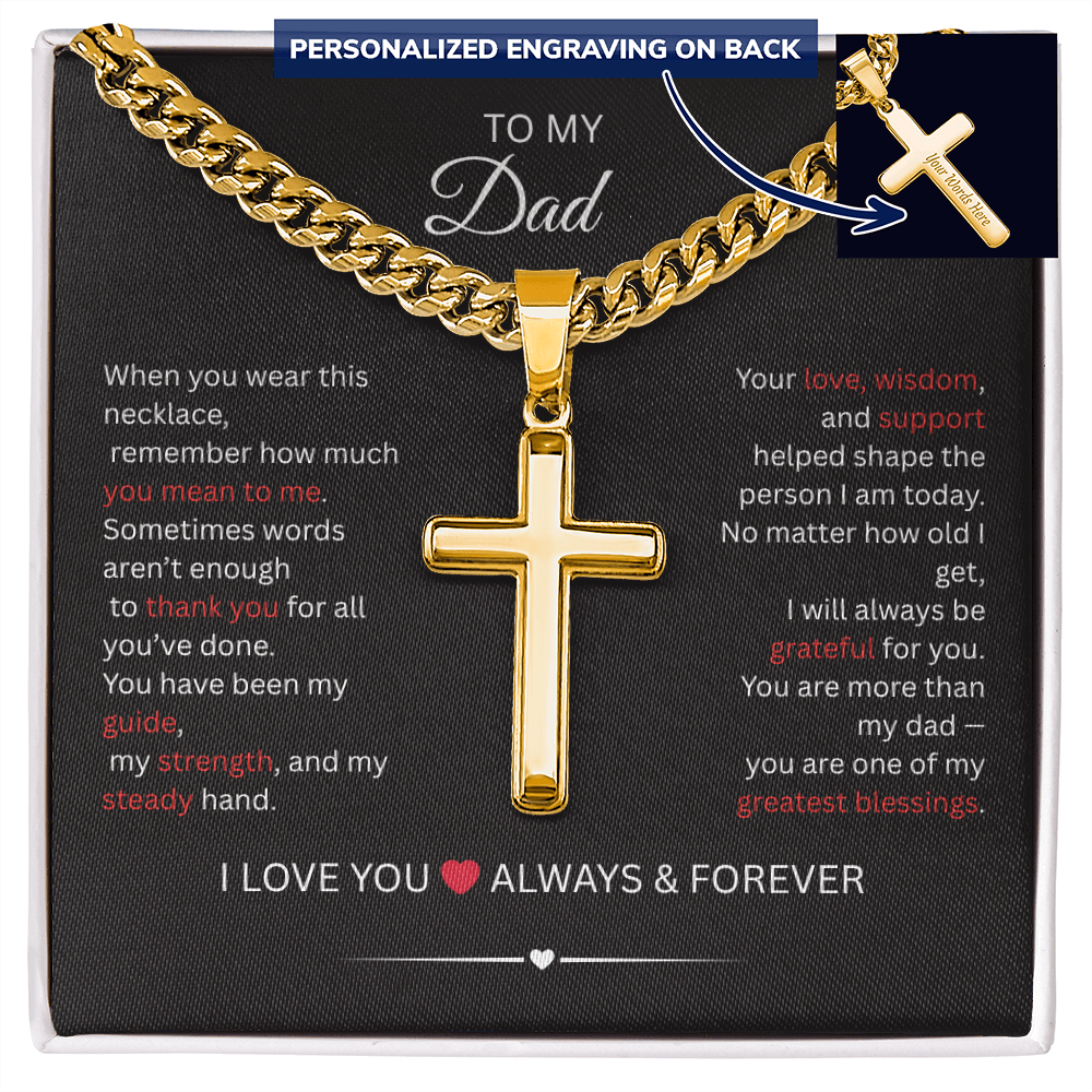 Personalized Cross Necklace with Cuban Link Chain