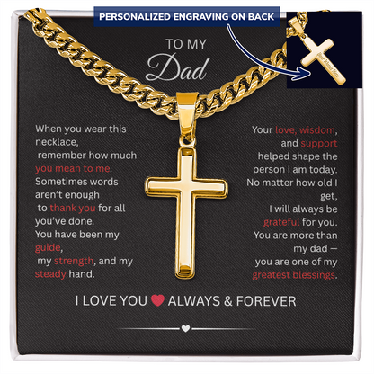 Personalized Cross Necklace with Cuban Link Chain
