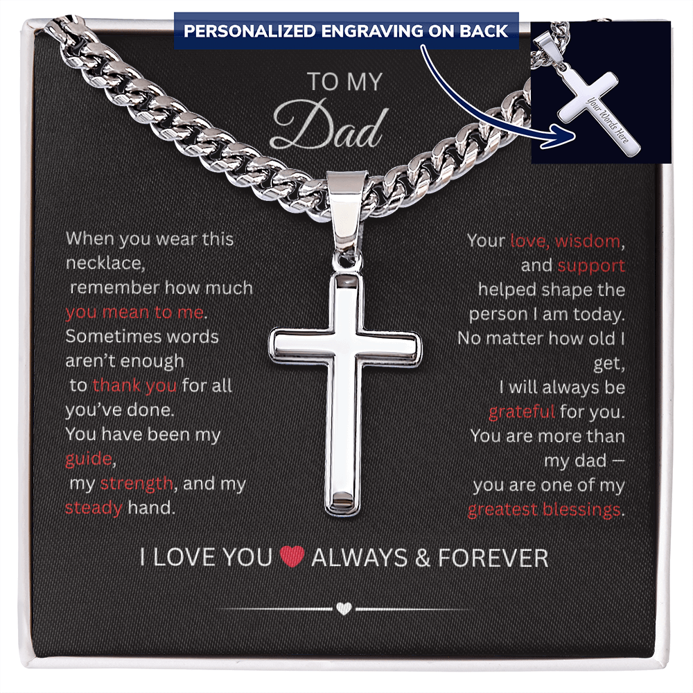 Personalized Cross Necklace with Cuban Link Chain