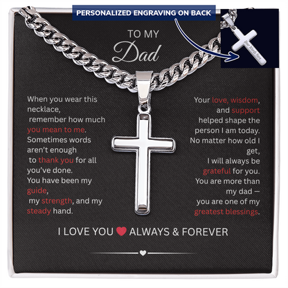 Personalized Cross Necklace with Cuban Link Chain