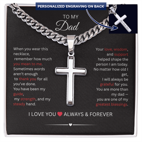 Personalized Cross Necklace with Cuban Link Chain