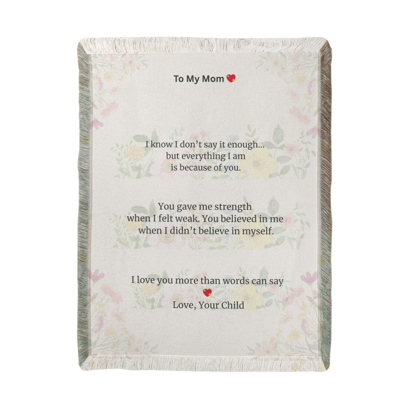 To My Mom Woven Blanket – Meaningful Gift from Son or Daughter, Emotional Mom Gift
