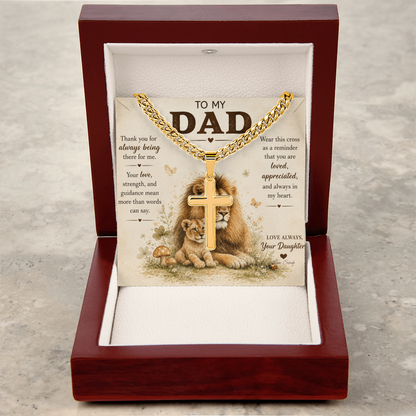 To My Dad Personalized Cross Necklace.